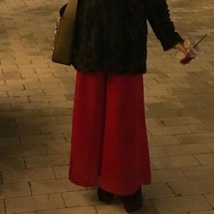 𝅺zara red wide leg red pants small Valentine’s Day pants